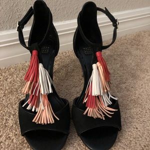 White House Black Market Black Heels with Multicolor Tassels